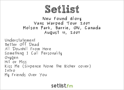 New Found Glory at Warped Tour 2007 Setlist