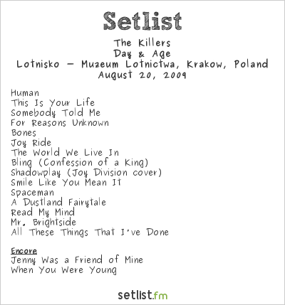 The Killers at Coke Live Music Festival 2009 Setlist