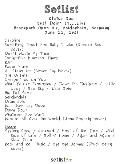 Status Quo at Brenzpark Open Air, Heidenheim, Germany Setlist