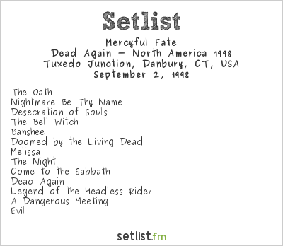 Mercyful Fate at Tuxedo Junction, Danbury, CT, USA Setlist