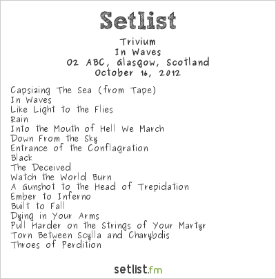 Trivium at O2 ABC, Glasgow, Scotland Setlist