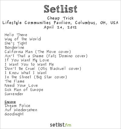 Cheap Trick at Lifestyle Communities Pavilion, Columbus, OH, USA Setlist