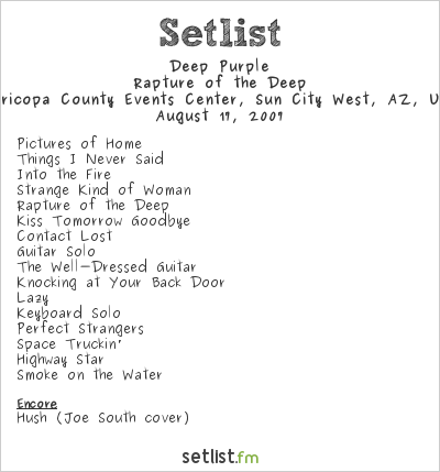 Deep Purple at Maricopa County Events Center, Sun City West, AZ, USA Setlist