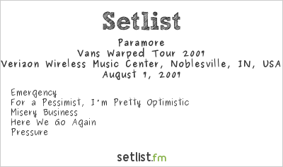 Paramore at Warped Tour 2007 Setlist