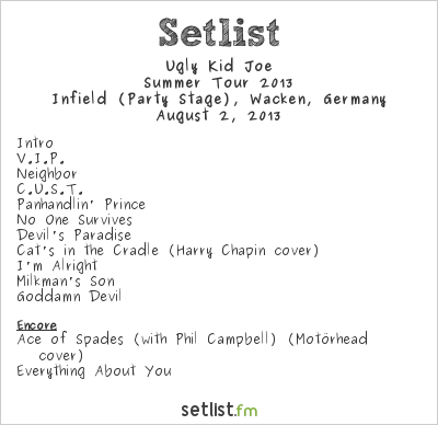 Ugly Kid Joe at Wacken Open Air 2013 Setlist