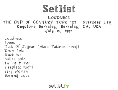 LOUDNESS at Keystone Berkeley, Berkeley, CA, USA Setlist