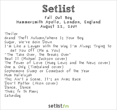 Fall Out Boy at Decaydance festival 2007 Setlist