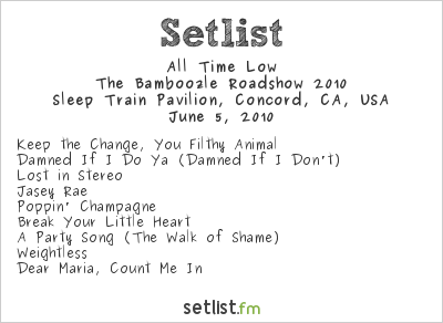 All Time Low at Sleep Train Pavilion, Concord, CA, USA Setlist