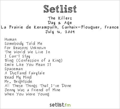The Killers at Les Vieilles Charrues 2009 Setlist
