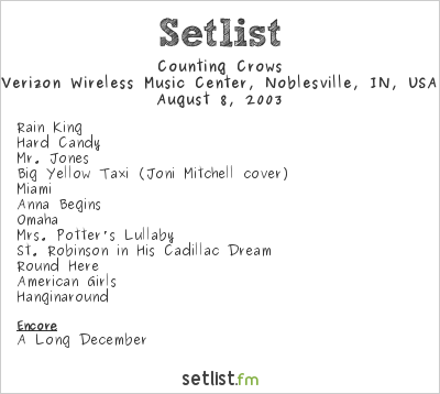 Counting Crows at Verizon Wireless Music Center, Noblesville, IN, USA Setlist