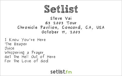 Steve Vai at Chronicle Pavilion, Concord, CA, USA Setlist