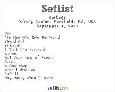 Garbage at Xfinity Center, Mansfield, MA, USA Setlist