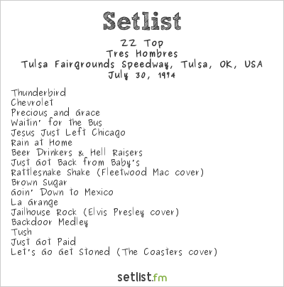 ZZ Top at Tulsa Fairgrounds Speedway, Tulsa, OK, USA Setlist
