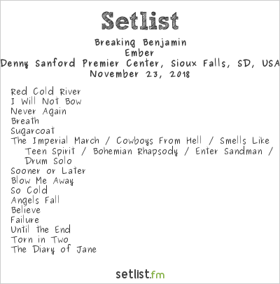 Breaking Benjamin at Denny Sanford Premier Center, Sioux Falls, SD, USA Setlist