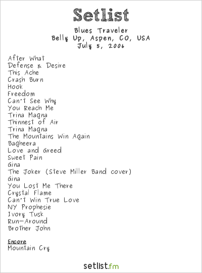 Blues Traveler at Belly Up, Aspen, CO, USA Setlist