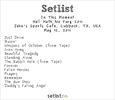 In This Moment at Jake's Sports Cafe, Lubbock, TX, USA Setlist