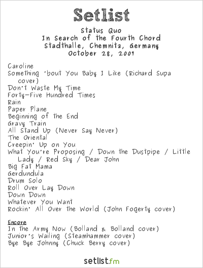Status Quo at Stadthalle, Chemnitz, Germany Setlist