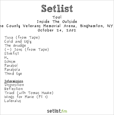 Tool at Broome County Veterans Memorial Arena, Binghamton, NY, USA Setlist