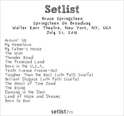 Bruce Springsteen at Walter Kerr Theatre, New York, NY, USA Setlist