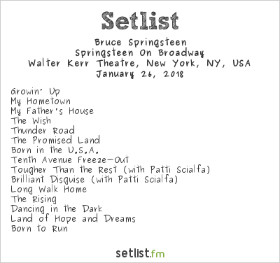 Bruce Springsteen at Walter Kerr Theatre, New York, NY, USA Setlist