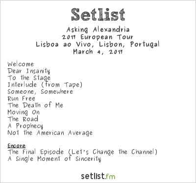 Asking Alexandria at Lisboa ao Vivo, Lisbon, Portugal Setlist
