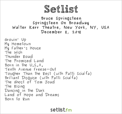 Bruce Springsteen at Walter Kerr Theatre, New York, NY, USA Setlist