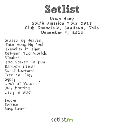 Uriah Heep at Club Chocolate, Santiago, Chile Setlist