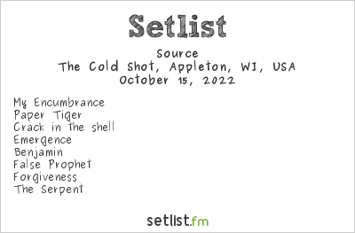 Source at The Cold Shot, Appleton, WI, USA Setlist