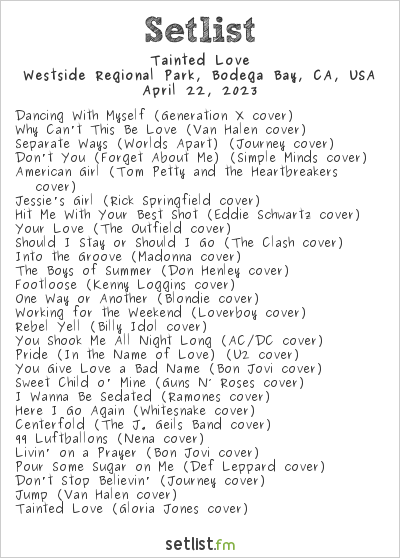 Tainted Love at Bodega Bay Fisherman's Festival 2023 Setlist