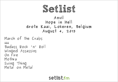 Anvil at Lokerse Feesten 2013 Setlist