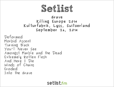 Grave at Carnage Feast 2014 Setlist