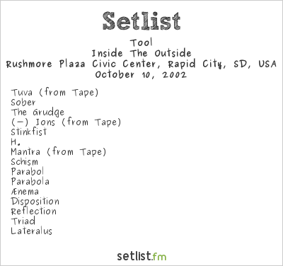 Tool at Rushmore Plaza Civic Center, Rapid City, SD, USA Setlist