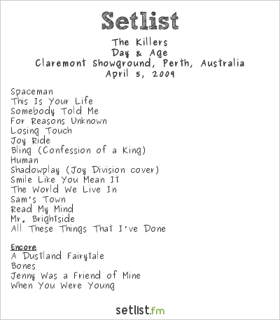 The Killers at V Festival Perth 2009 Setlist