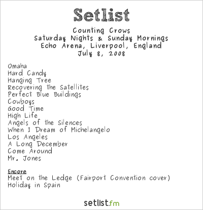 Counting Crows at Echo Arena, Liverpool, England Setlist