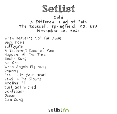 Cold at The Rockwell, Springfield, MO, USA Setlist