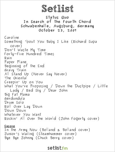 Status Quo at Schwabenhalle, Augsburg, Germany Setlist