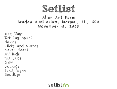 Alien Ant Farm at Braden Auditorium, Normal, IL, USA Setlist