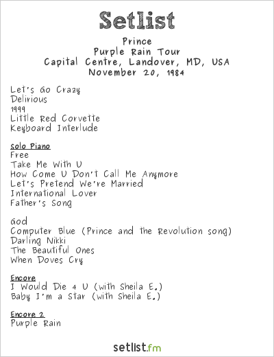 Prince at Capital Centre, Landover, MD, USA Setlist