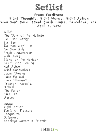 Franz Ferdinand at Palau Sant Jordi (Sant Jordi Club), Barcelona, Spain Setlist