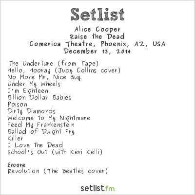 Alice Cooper at Alice Cooper's Christmas Pudding 2014 Setlist