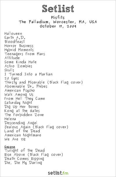 Misfits at Rock and Shock 2009 Setlist