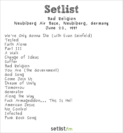 Bad Religion at Go Bang! 1997 Setlist