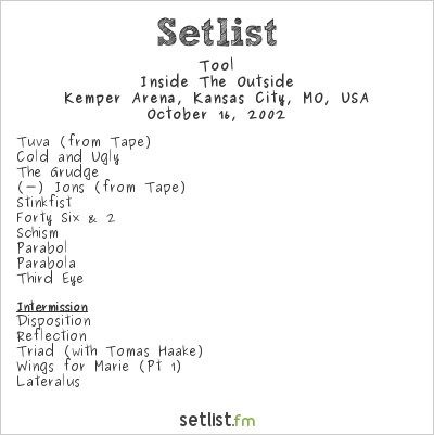 Tool at Kemper Arena, Kansas City, MO, USA Setlist