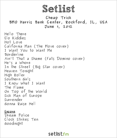 Cheap Trick at BMO Harris Bank Center, Rockford, IL, USA Setlist