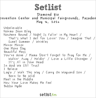 Diamond Rio at Pasadena Strawberry Festival 2026 Setlist