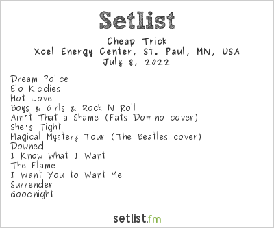 Cheap Trick at Xcel Energy Center, St. Paul, MN, USA Setlist