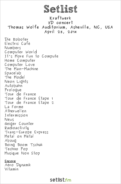 Kraftwerk at Moogfest 2014 Setlist