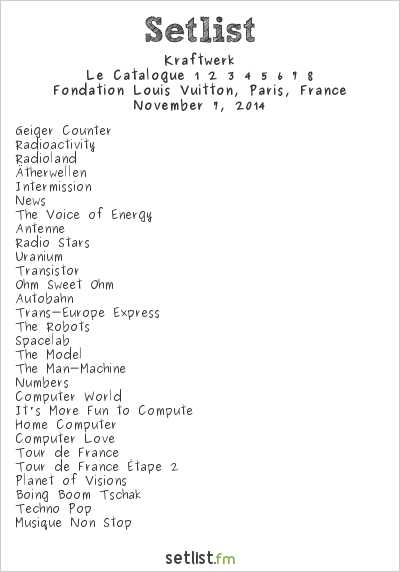 Kraftwerk at Fondation Louis Vuitton, Paris, France Setlist