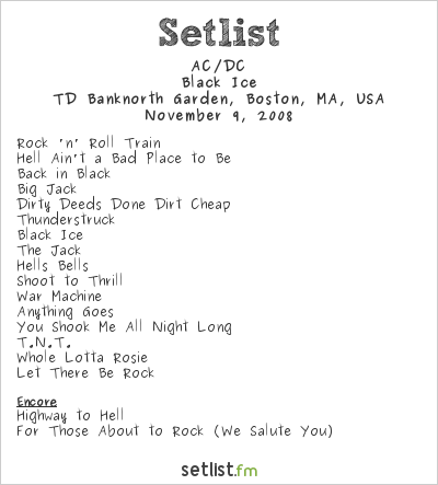 AC/DC at TD Banknorth Garden, Boston, MA, USA Setlist