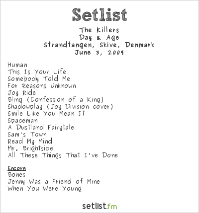 The Killers at Skive Beach Party Festival 2009 Setlist